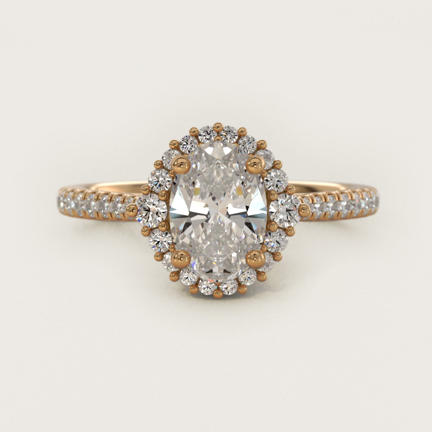 PavŽ Diamond Halo Cathedral Engagement Ring In 14K Yellow Gold By James Allen - Oval Center
