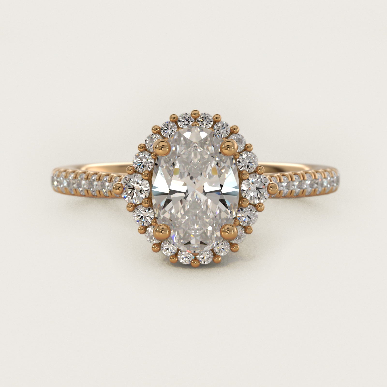 PavŽ Diamond Halo Cathedral Engagement Ring In 14K Yellow Gold By James Allen - Oval Center