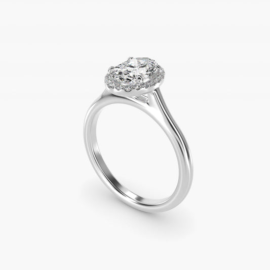PavŽ Diamond Halo Engagement Ring In Platinum (Oval) By James Allen - Oval Center