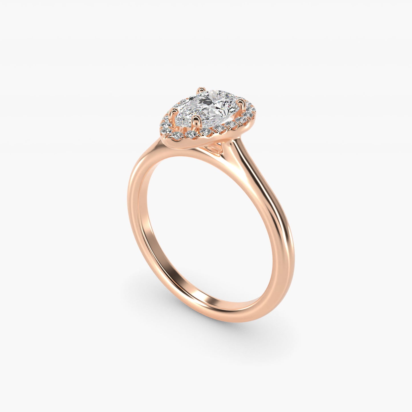 PavŽ Diamond Halo Engagement Ring In 14K Rose Gold (Pear) By James Allen - Pear Center