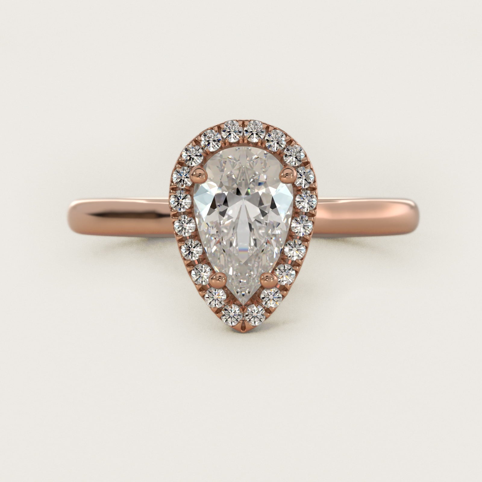 PavŽ Diamond Halo Engagement Ring In 14K Rose Gold (Pear) By James Allen - Pear Center