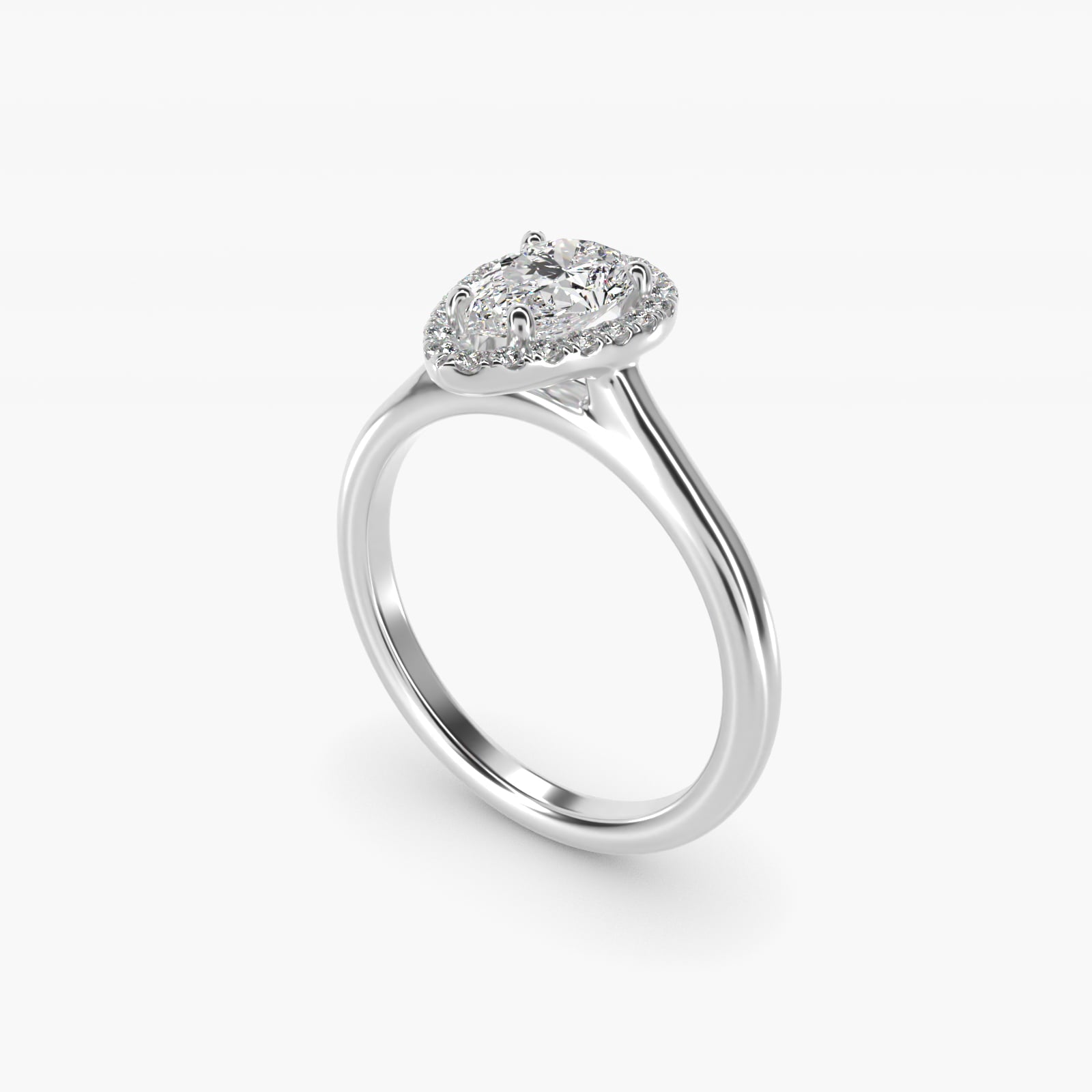 PavŽ Diamond Halo Engagement Ring In 14K White Gold (Pear) By James Allen - Pear Center