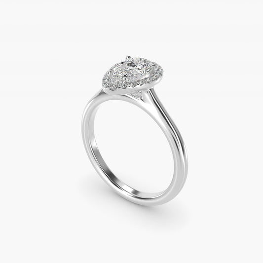PavŽ Diamond Halo Engagement Ring In 18k White Gold (Pear) By James Allen - Pear Center