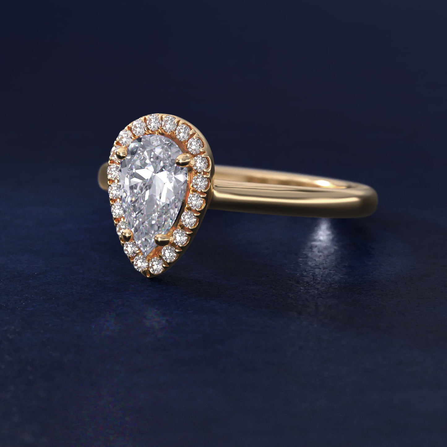 PavŽ Diamond Halo Engagement Ring In 18k Yellow Gold (Pear) By James Allen - Pear Center