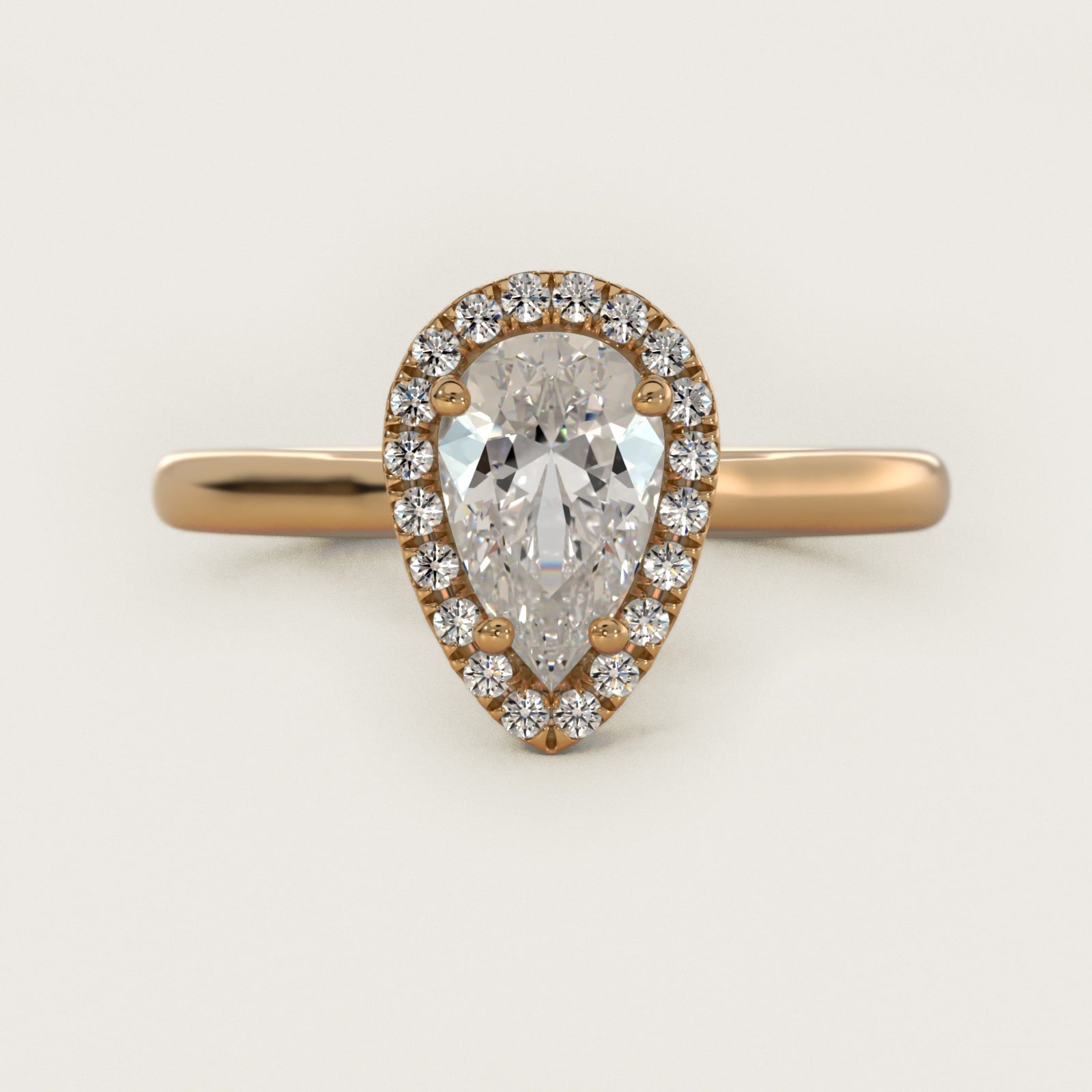 PavŽ Diamond Halo Engagement Ring In 18k Yellow Gold (Pear) By James Allen - Pear Center