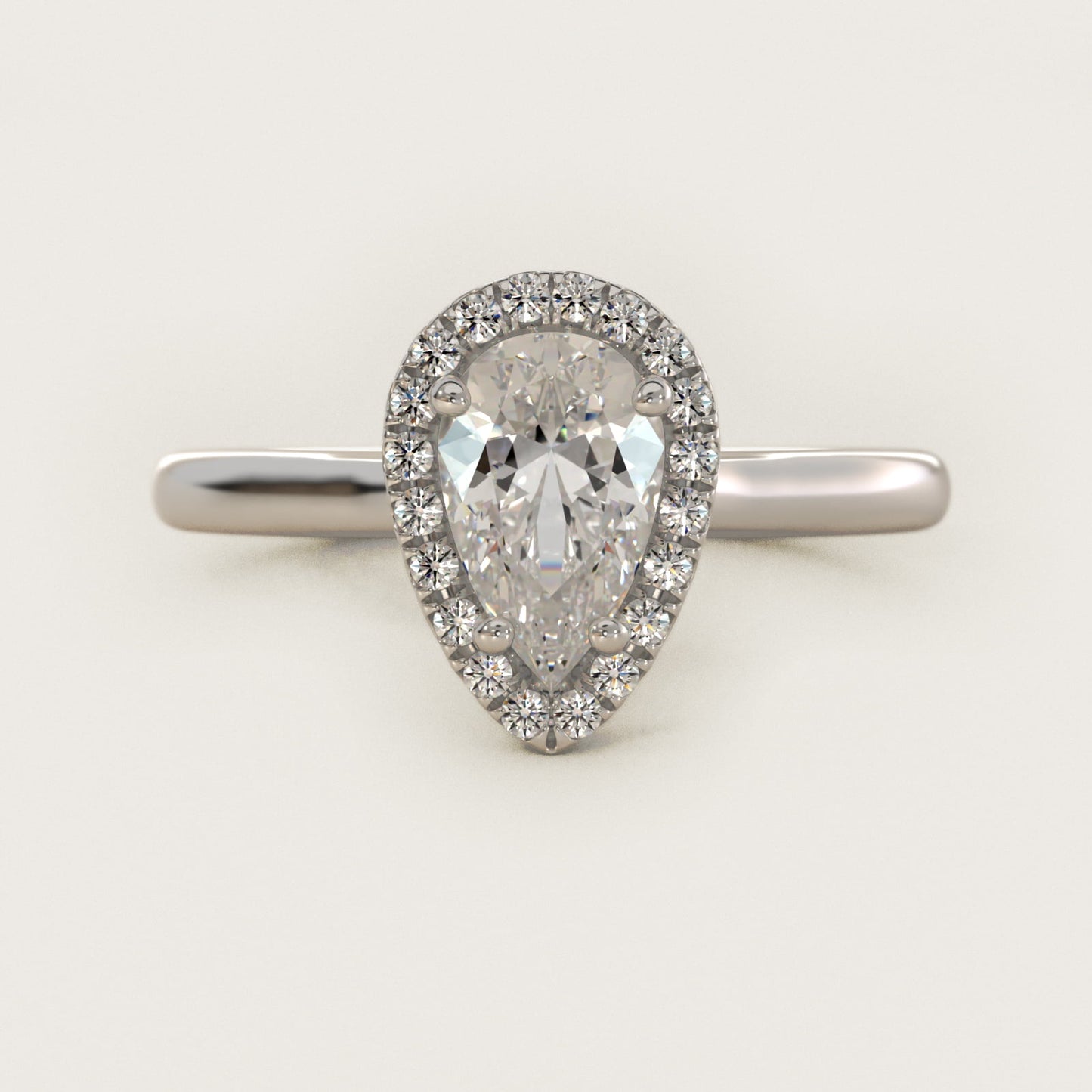 PavŽ Diamond Halo Engagement Ring In Platinum (Pear) By James Allen - Pear Center