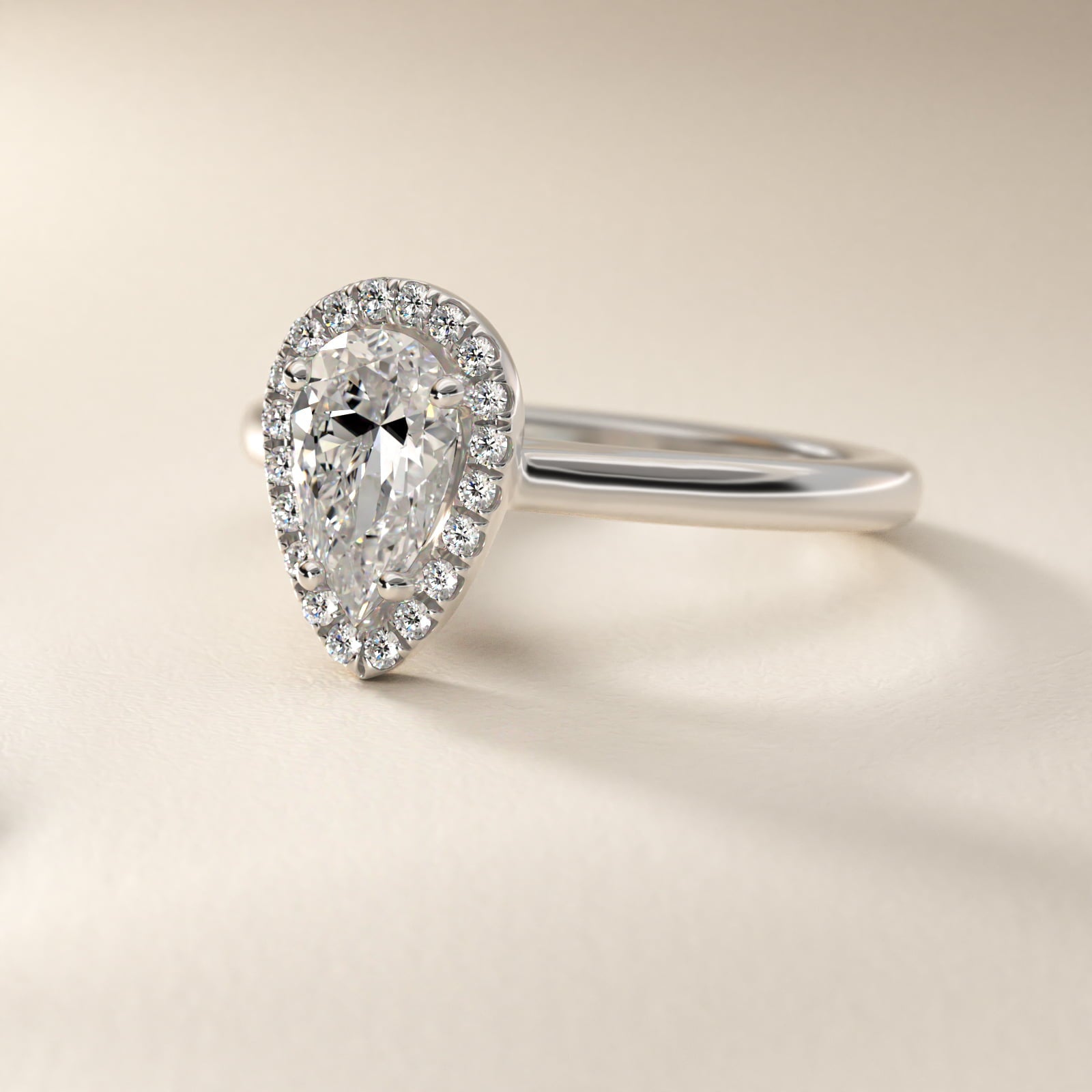PavŽ Diamond Halo Engagement Ring In Platinum (Pear) By James Allen - Pear Center