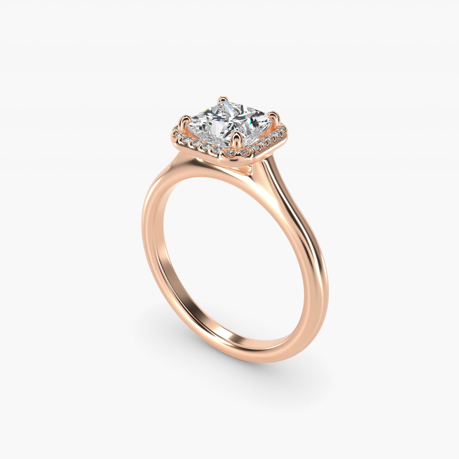 Pav? Diamond Halo Engagement Ring In 18k Rose Gold By James Allen - Princess Center