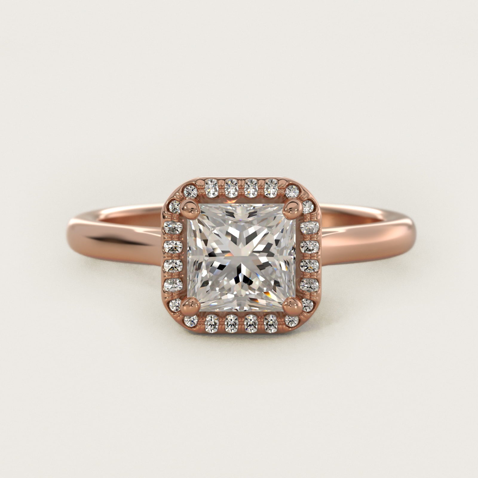 Pav? Diamond Halo Engagement Ring In 18k Rose Gold By James Allen - Princess Center