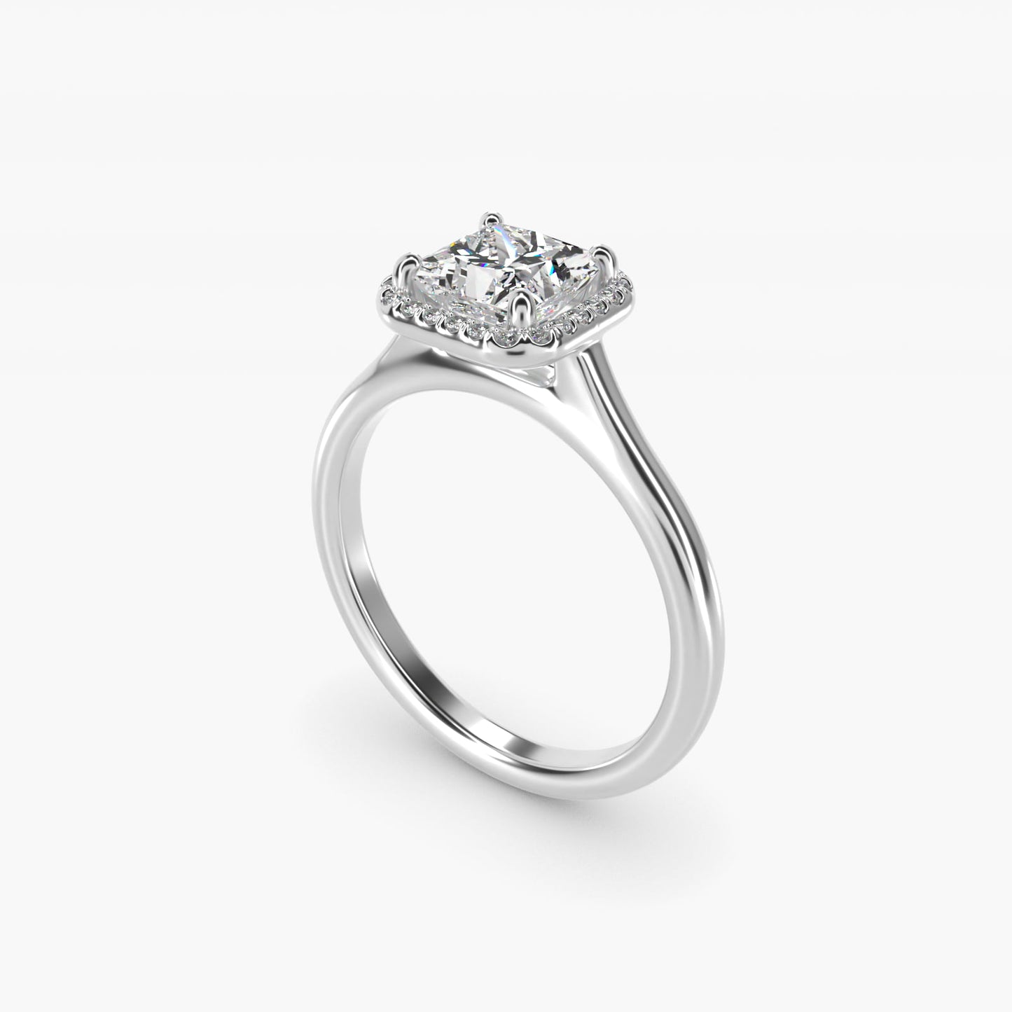 Pav? Diamond Halo Engagement Ring In 18k White Gold (Princess) By James Allen - Princess Center