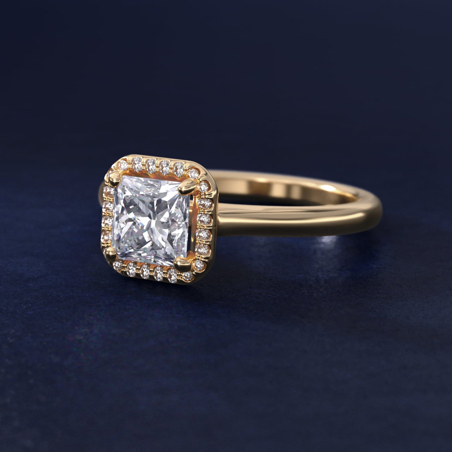 PavŽ Diamond Halo Engagement Ring In 14K Yellow Gold By James Allen - Princess Center