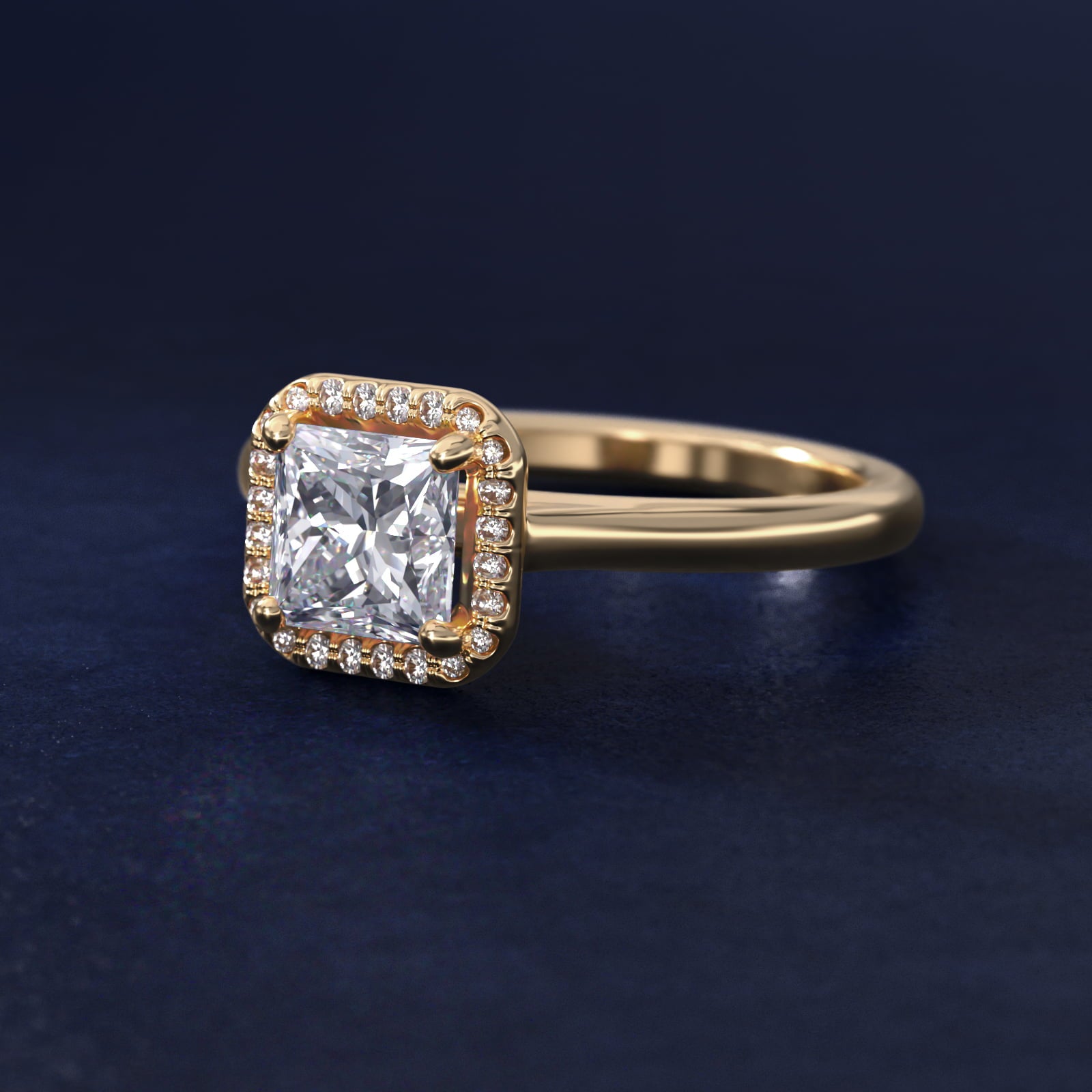 Pav? Diamond Halo Engagement Ring In 18k Yellow Gold By James Allen - Princess Center