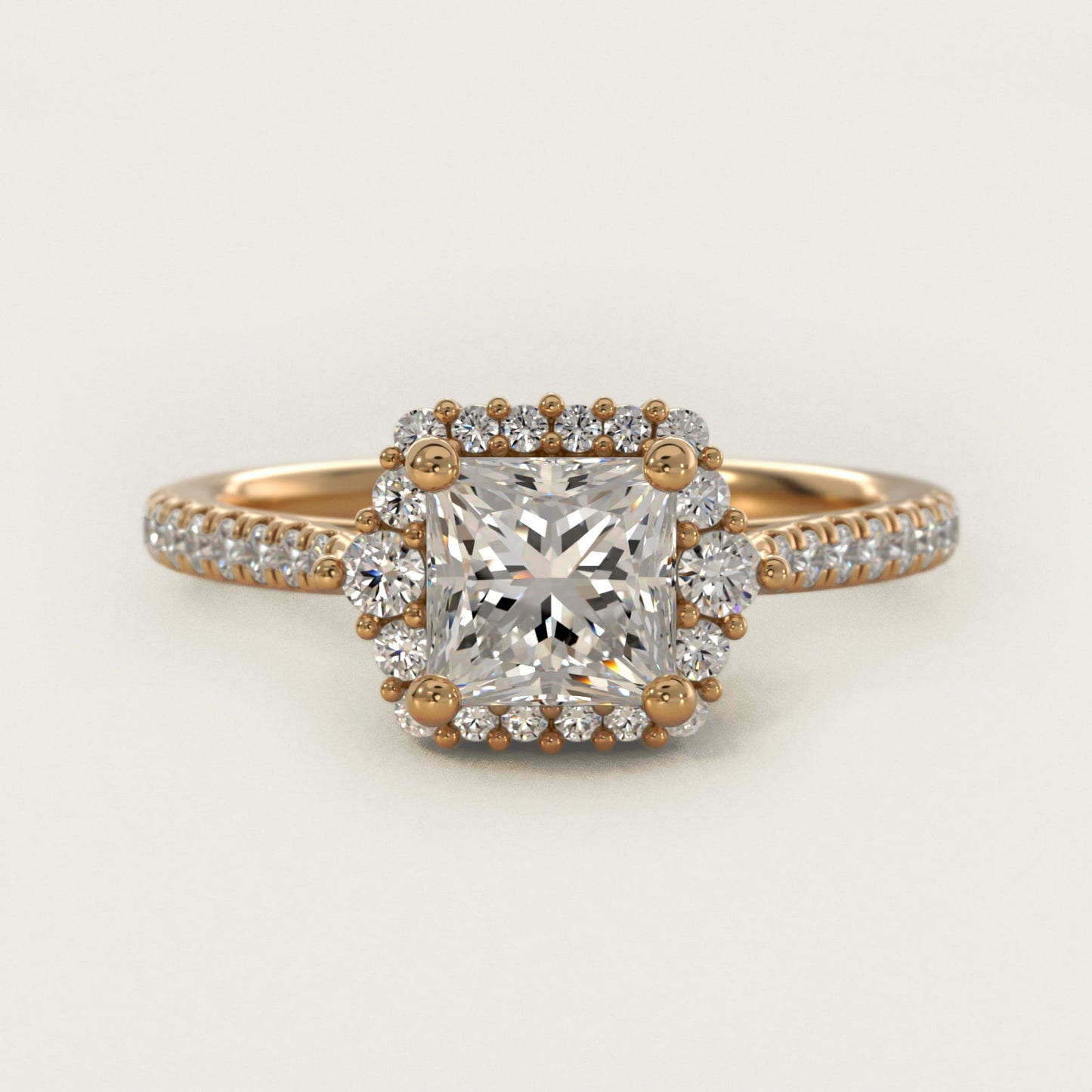 PavŽ Diamond Halo Cathedral Engagement Ring In 14K Yellow Gold By James Allen - Princess Center