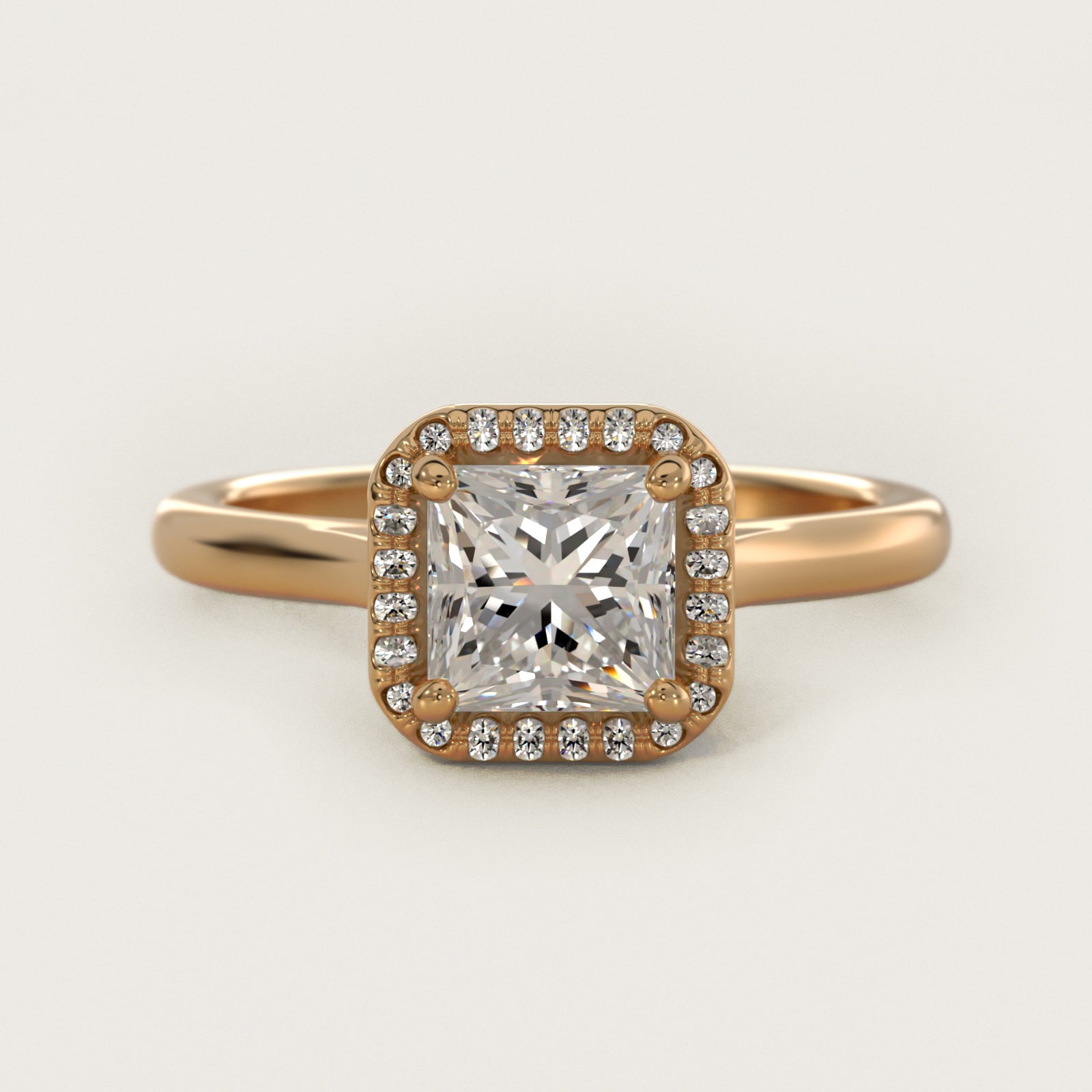 Pav? Diamond Halo Engagement Ring In 18k Yellow Gold By James Allen - Princess Center