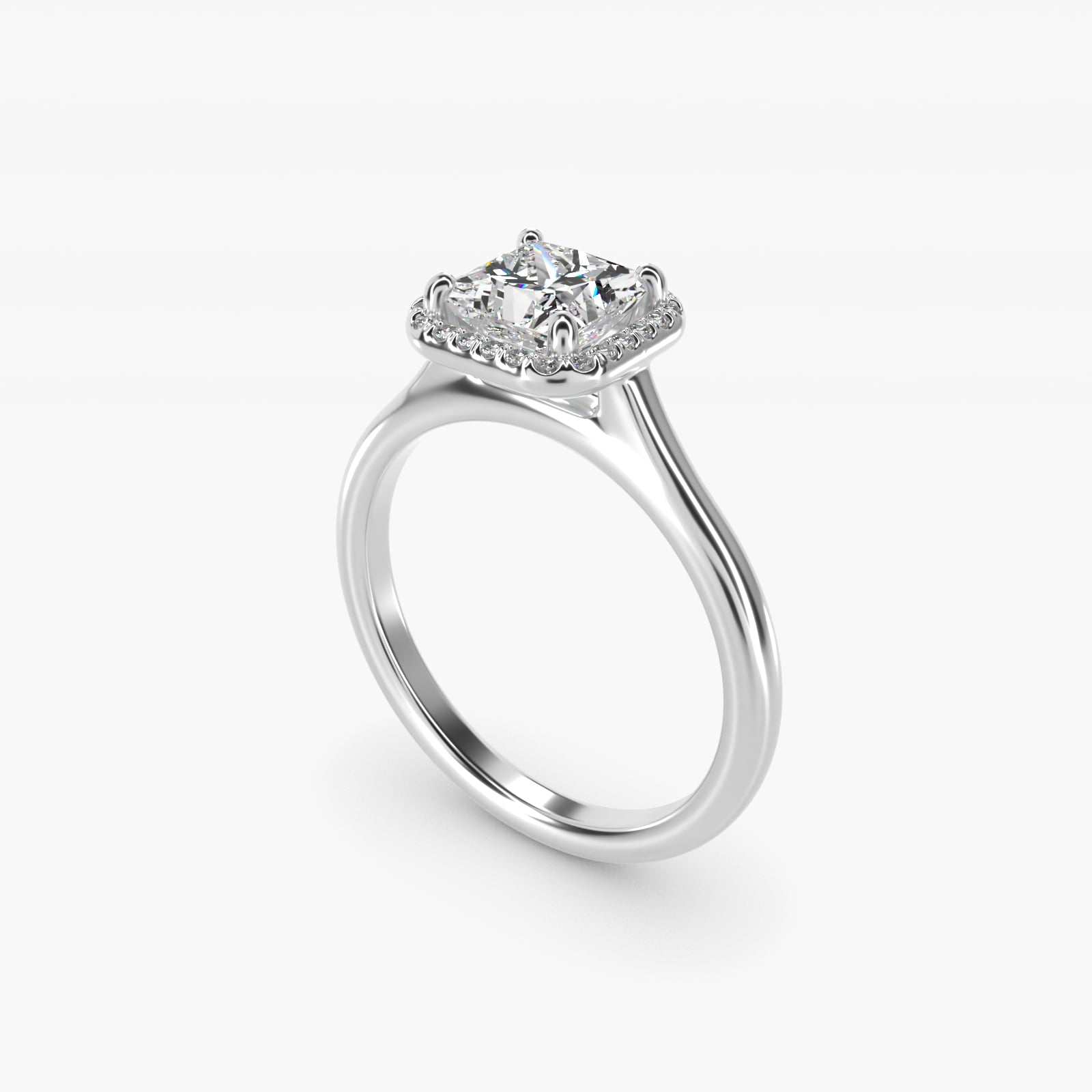 Pav? Diamond Halo Engagement Ring In Platinum (Princess) By James Allen - Princess Center