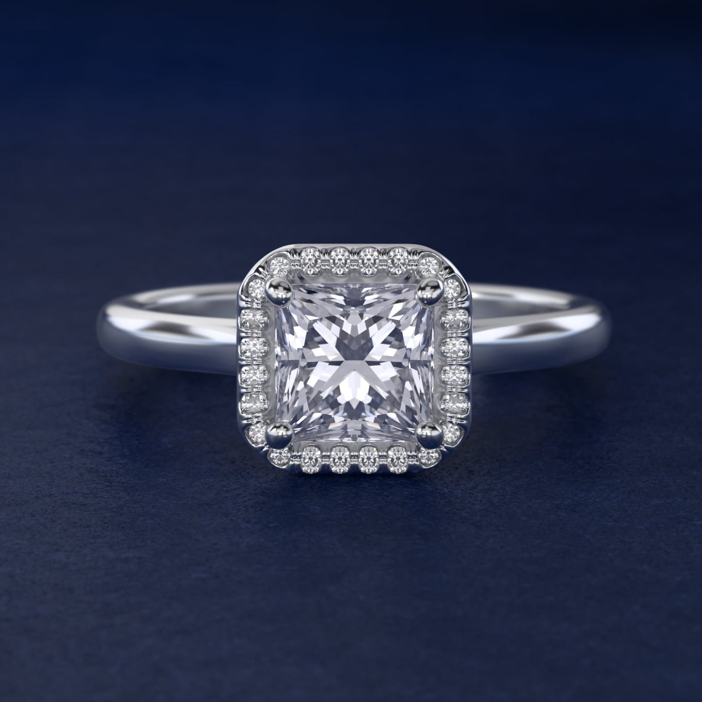Pav? Diamond Halo Engagement Ring In Platinum (Princess) By James Allen - Princess Center