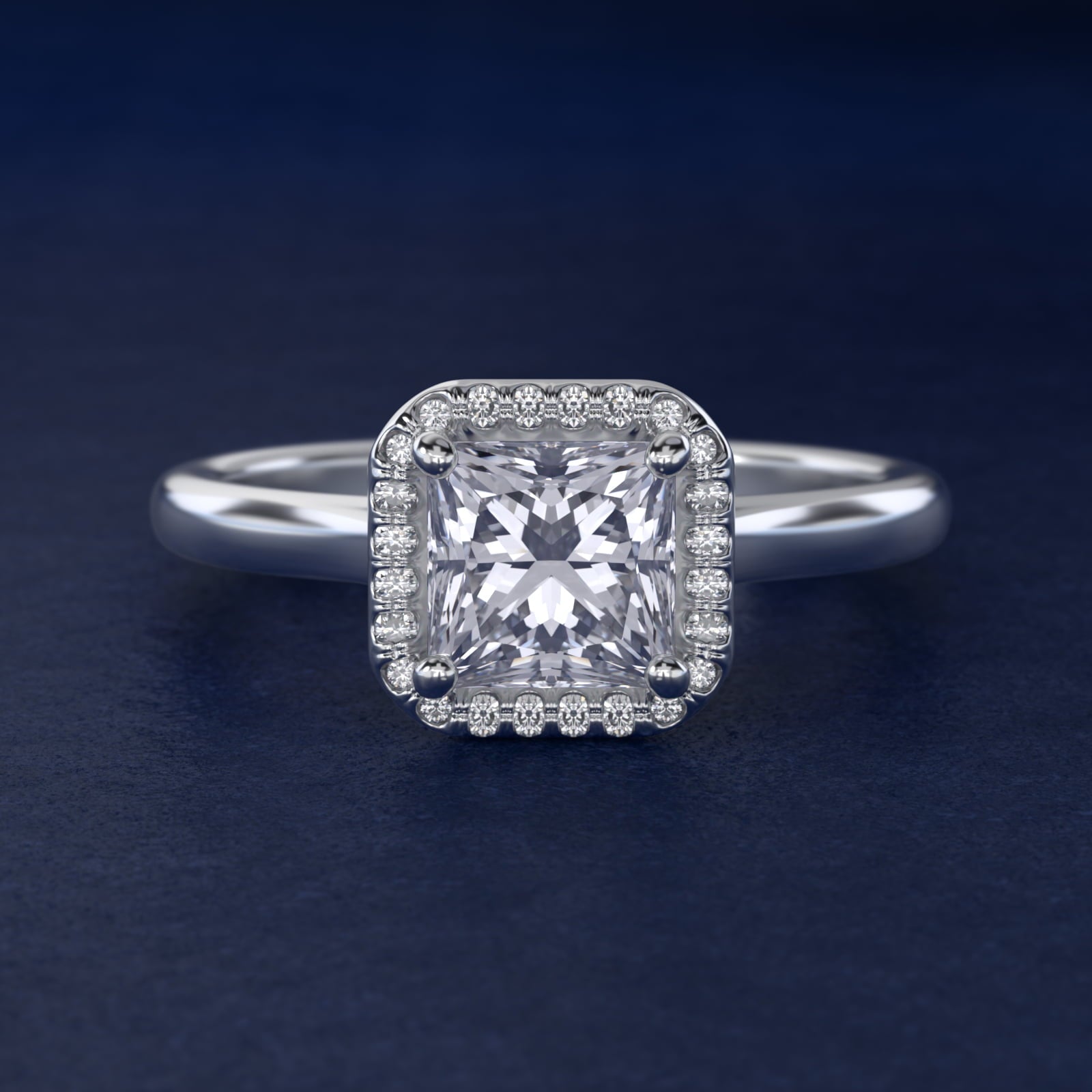 Pav? Diamond Halo Engagement Ring In Platinum (Princess) By James Allen - Princess Center