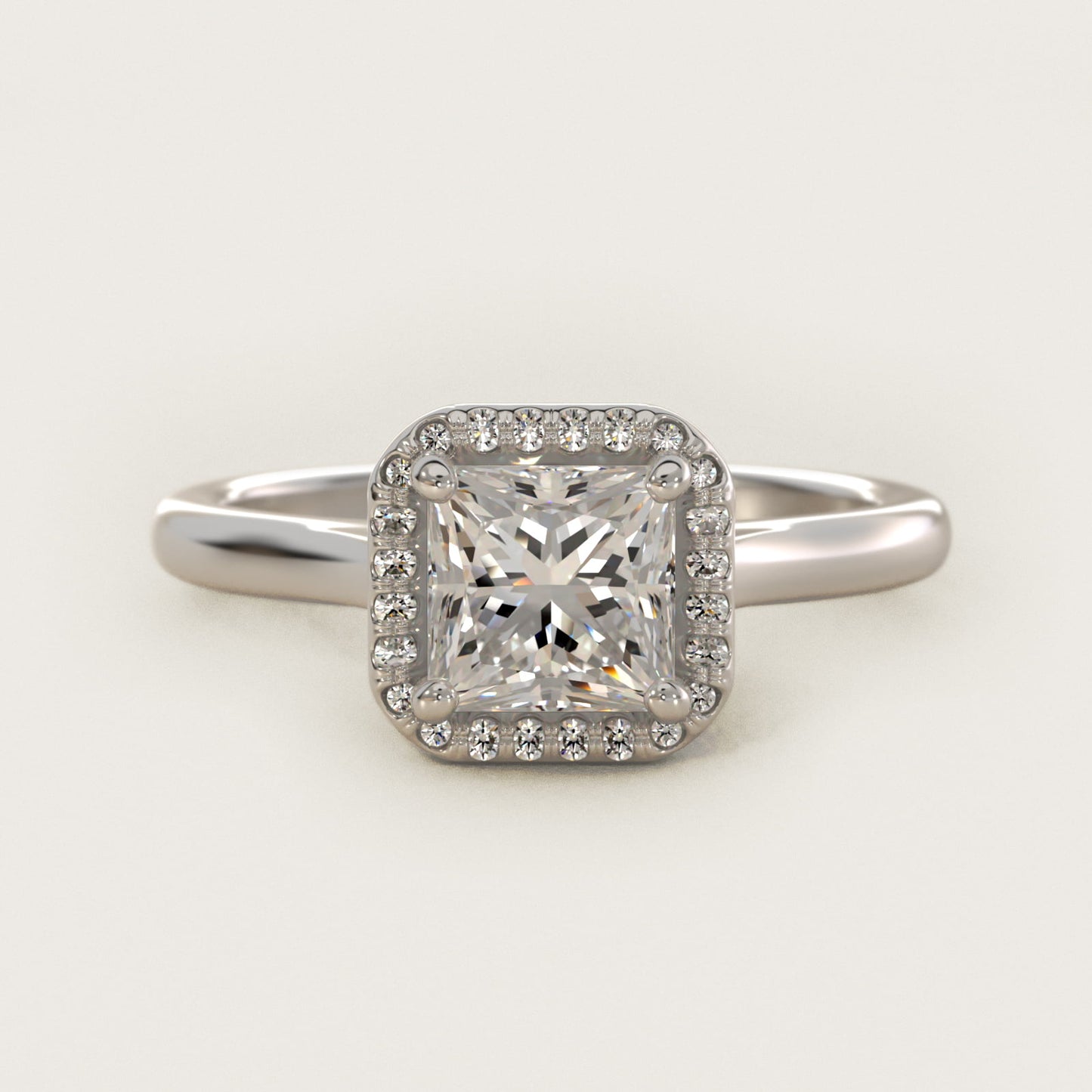 Pav? Diamond Halo Engagement Ring In Platinum (Princess) By James Allen - Princess Center
