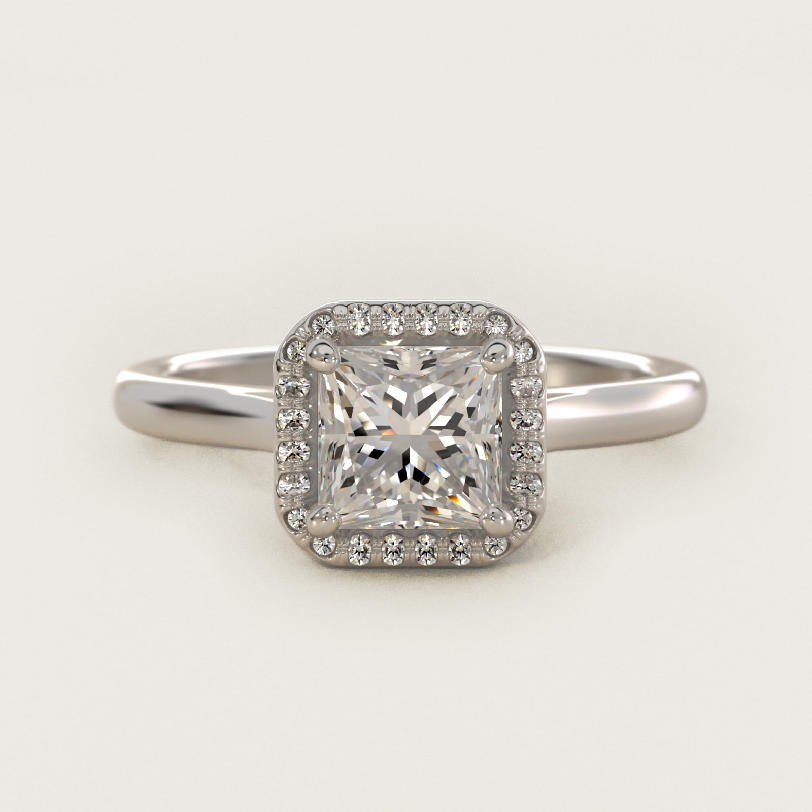Pav? Diamond Halo Engagement Ring In Platinum (Princess) By James Allen - Princess Center
