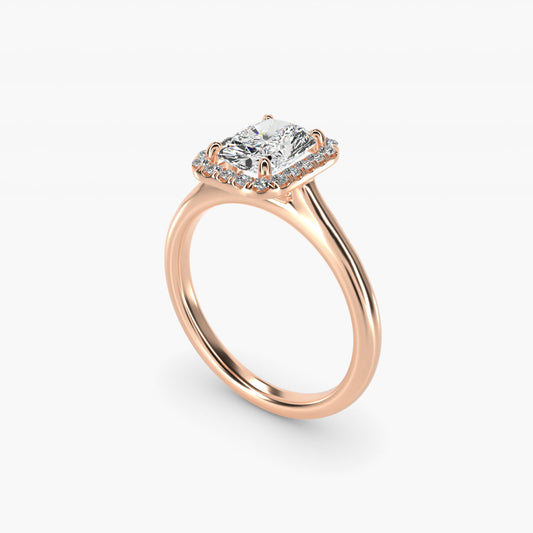 PavŽ Diamond Halo Engagement Ring In 14K Rose Gold (Cushion, Emerald, Radiant) By James Allen - Radiant Center