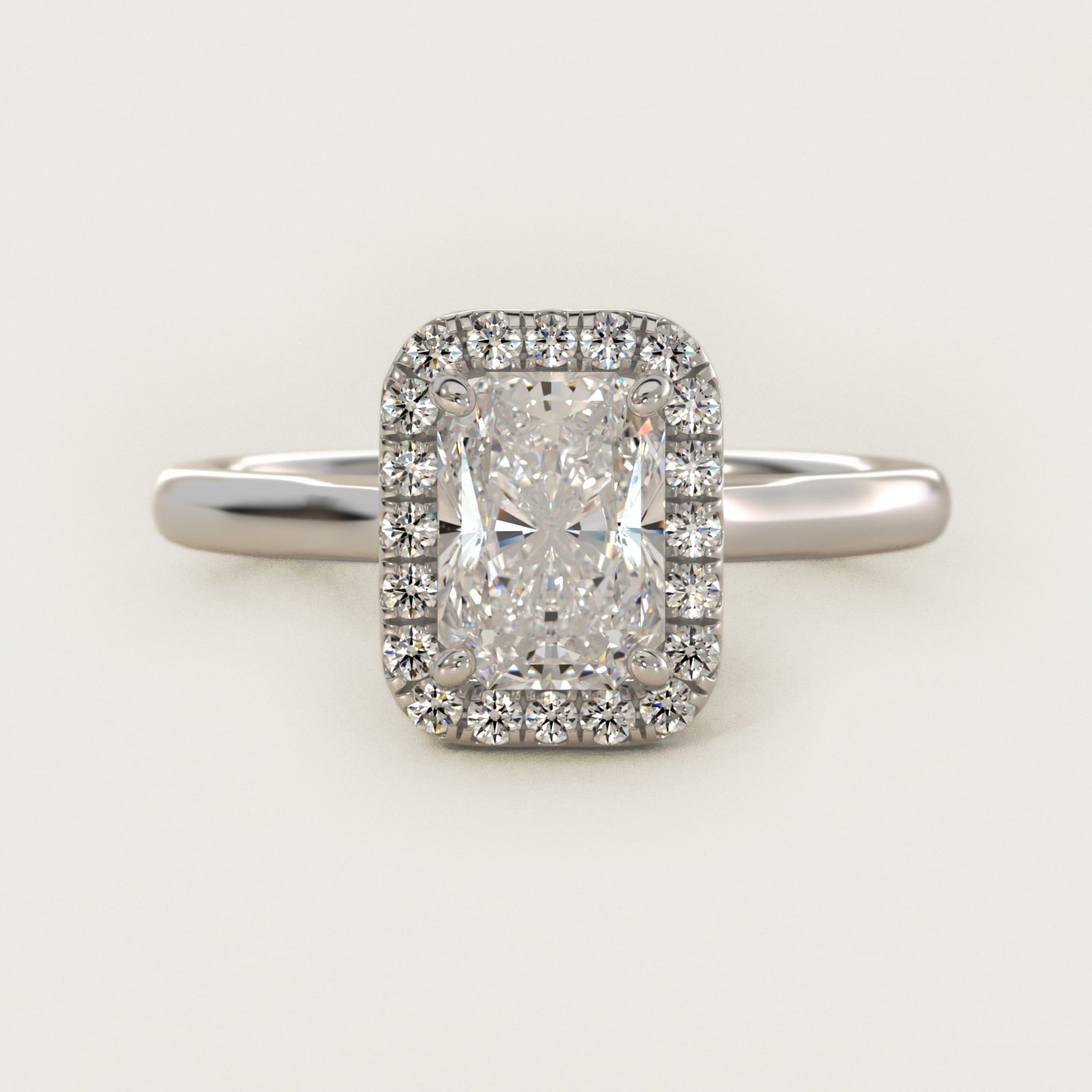 PavŽ Diamond Halo Engagement Ring In 14K White Gold (Cushion, Emerald, Radiant) By James Allen - Radiant Center