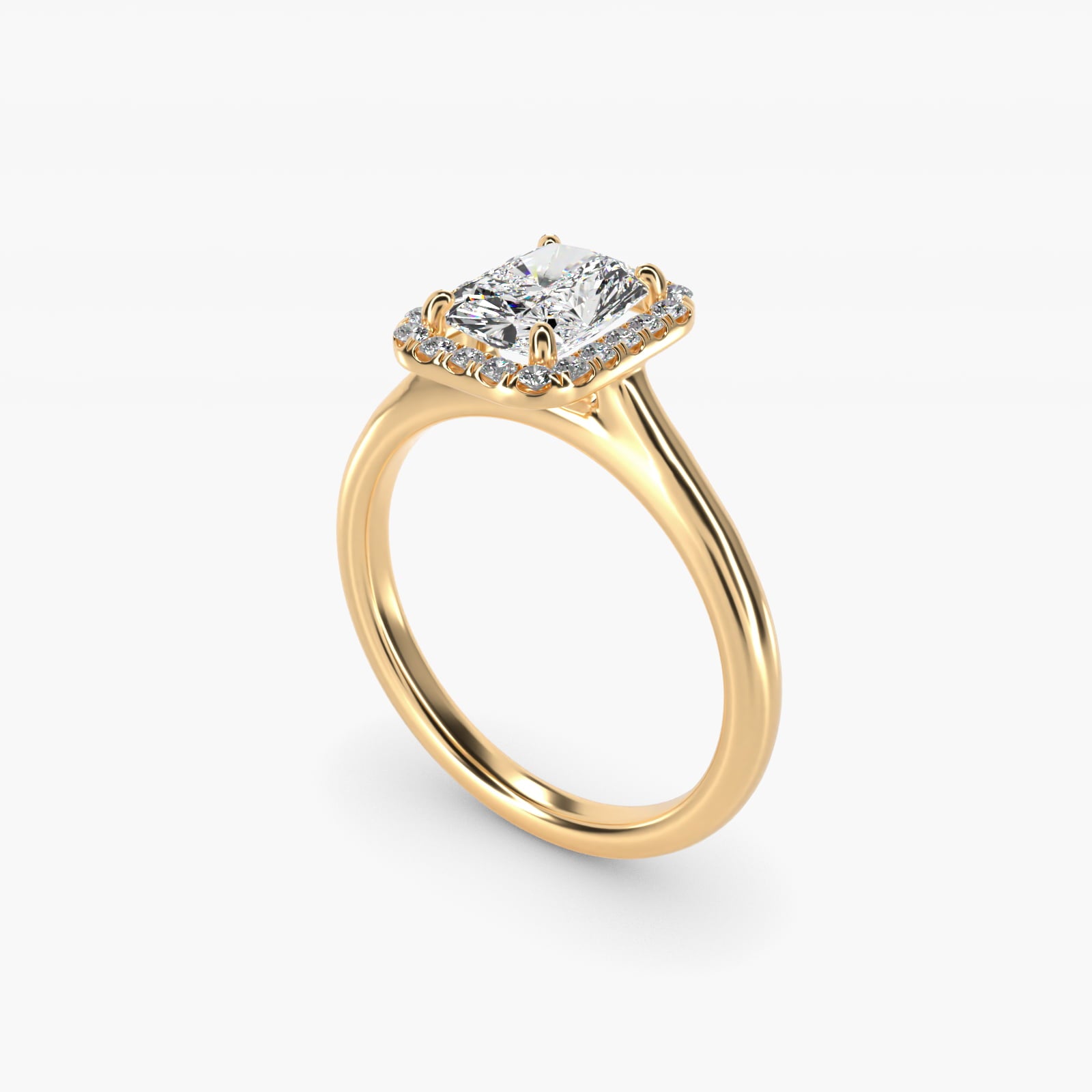 PavŽ Diamond Halo Engagement Ring In 14K Yellow Gold (Cushion, Emerald, Radiant) By James Allen - Radiant Center