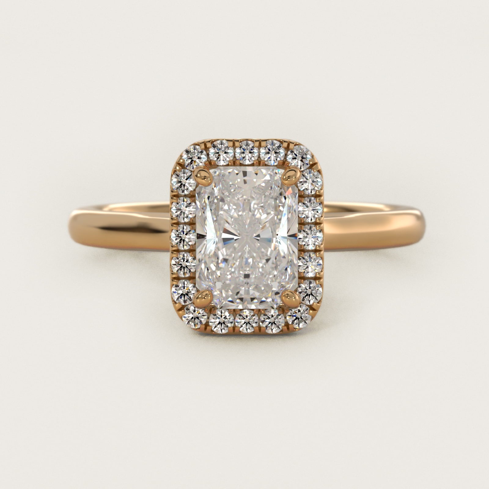 PavŽ Diamond Halo Engagement Ring In 18k Yellow Gold (Cushion, Emerald, Radiant) By James Allen - Radiant Center