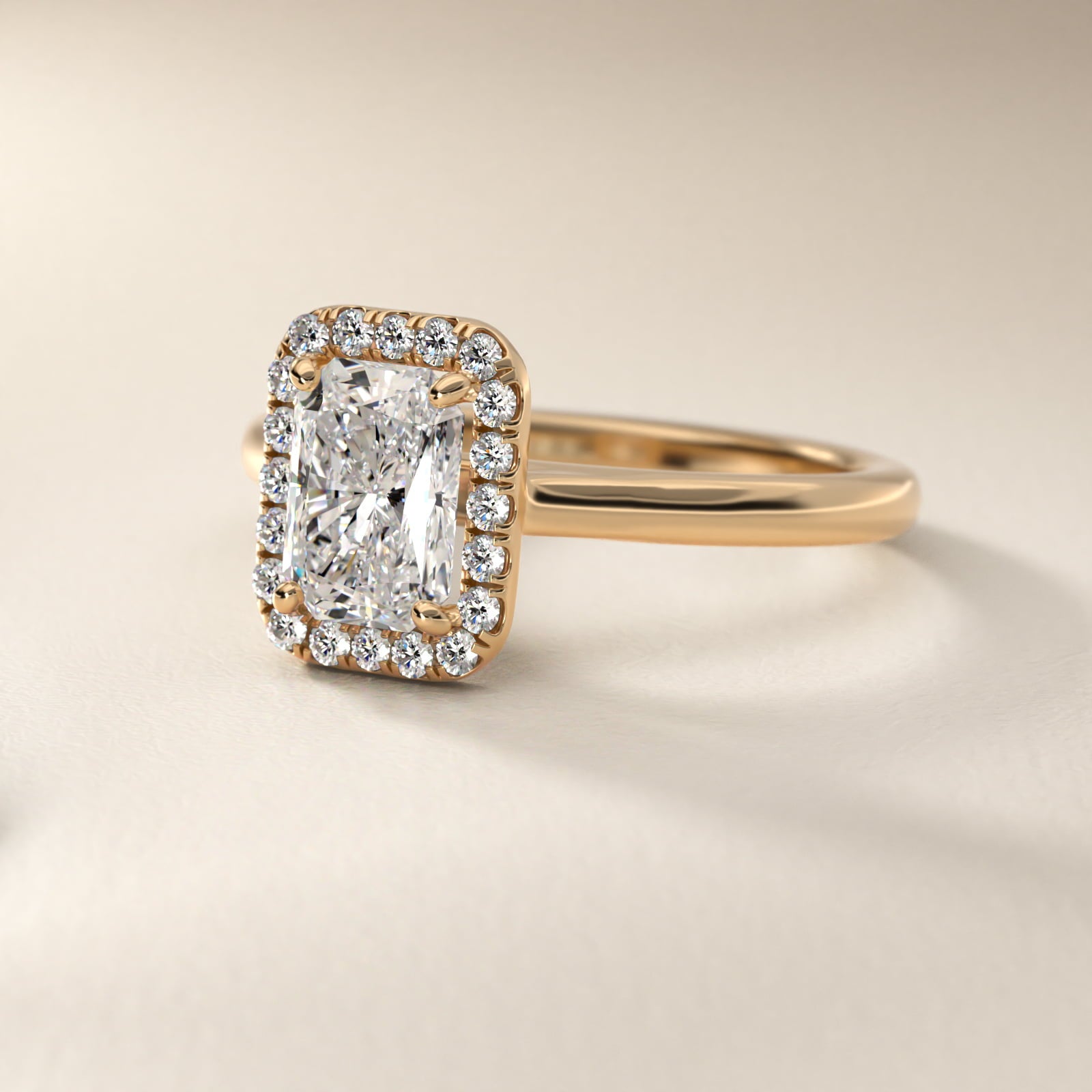 PavŽ Diamond Halo Engagement Ring In 14K Yellow Gold (Cushion, Emerald, Radiant) By James Allen - Radiant Center