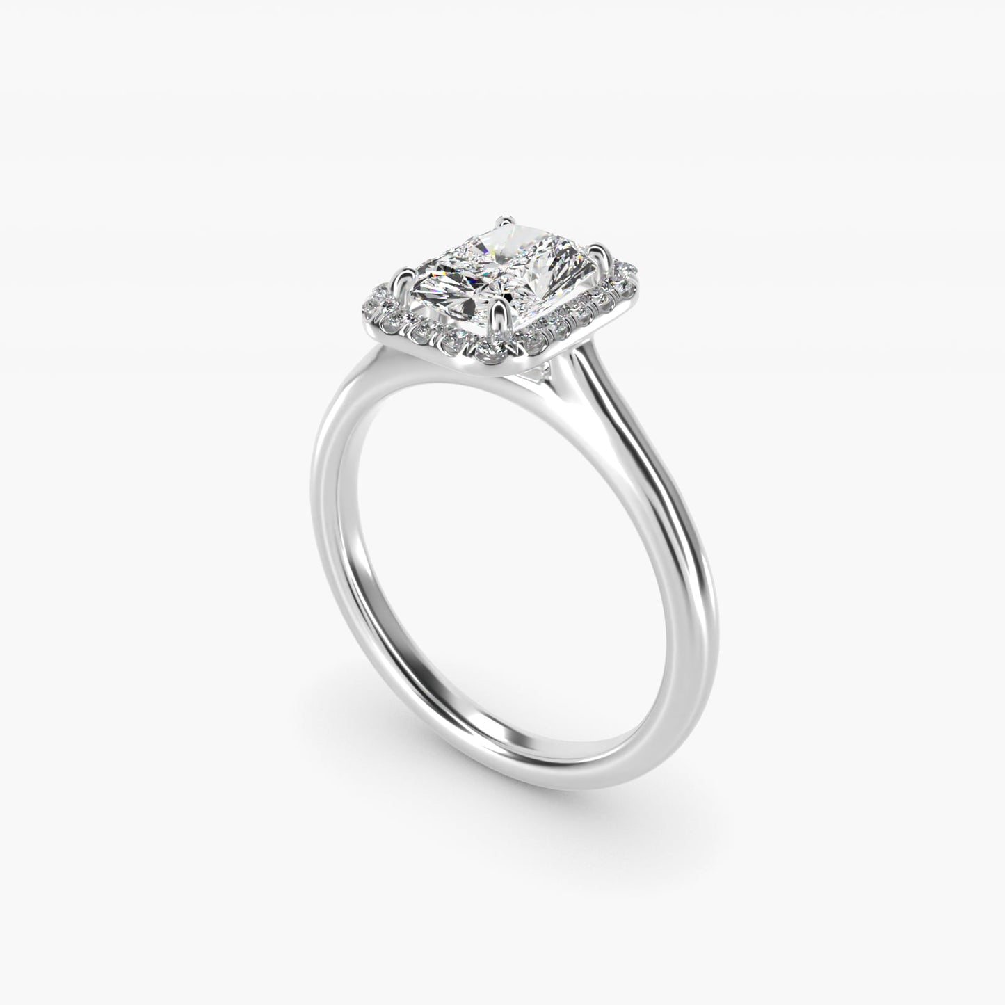PavŽ Diamond Halo Engagement Ring In Platinum (Cushion, Emerald, Radiant) By James Allen - Radiant Center