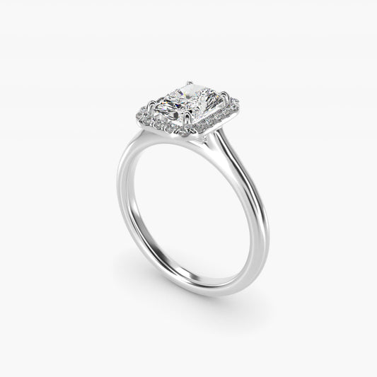 PavŽ Diamond Halo Engagement Ring In Platinum (Cushion, Emerald, Radiant) By James Allen - Radiant Center