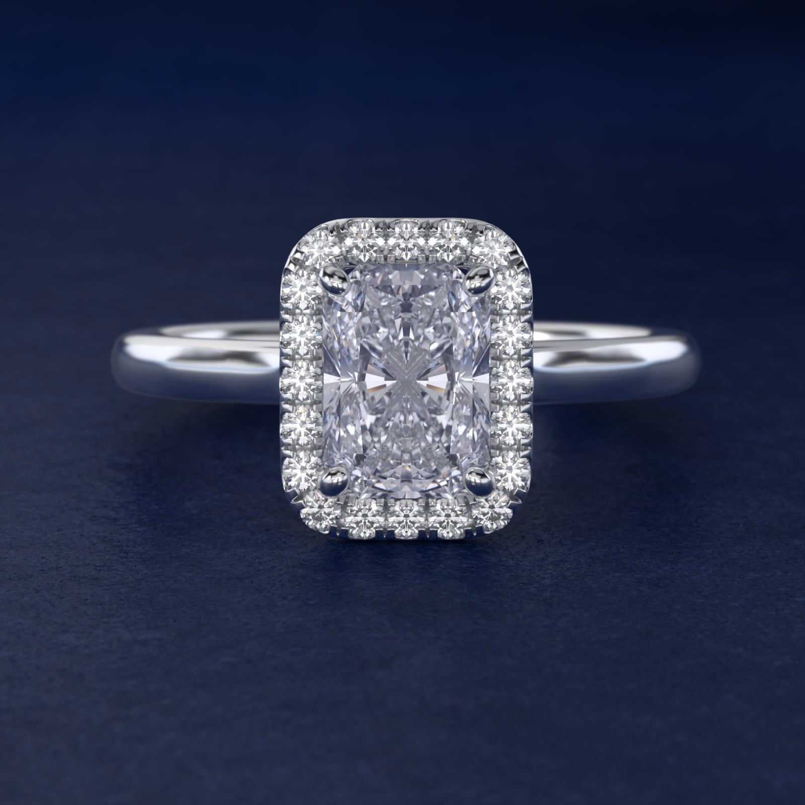 PavŽ Diamond Halo Engagement Ring In Platinum (Cushion, Emerald, Radiant) By James Allen - Radiant Center