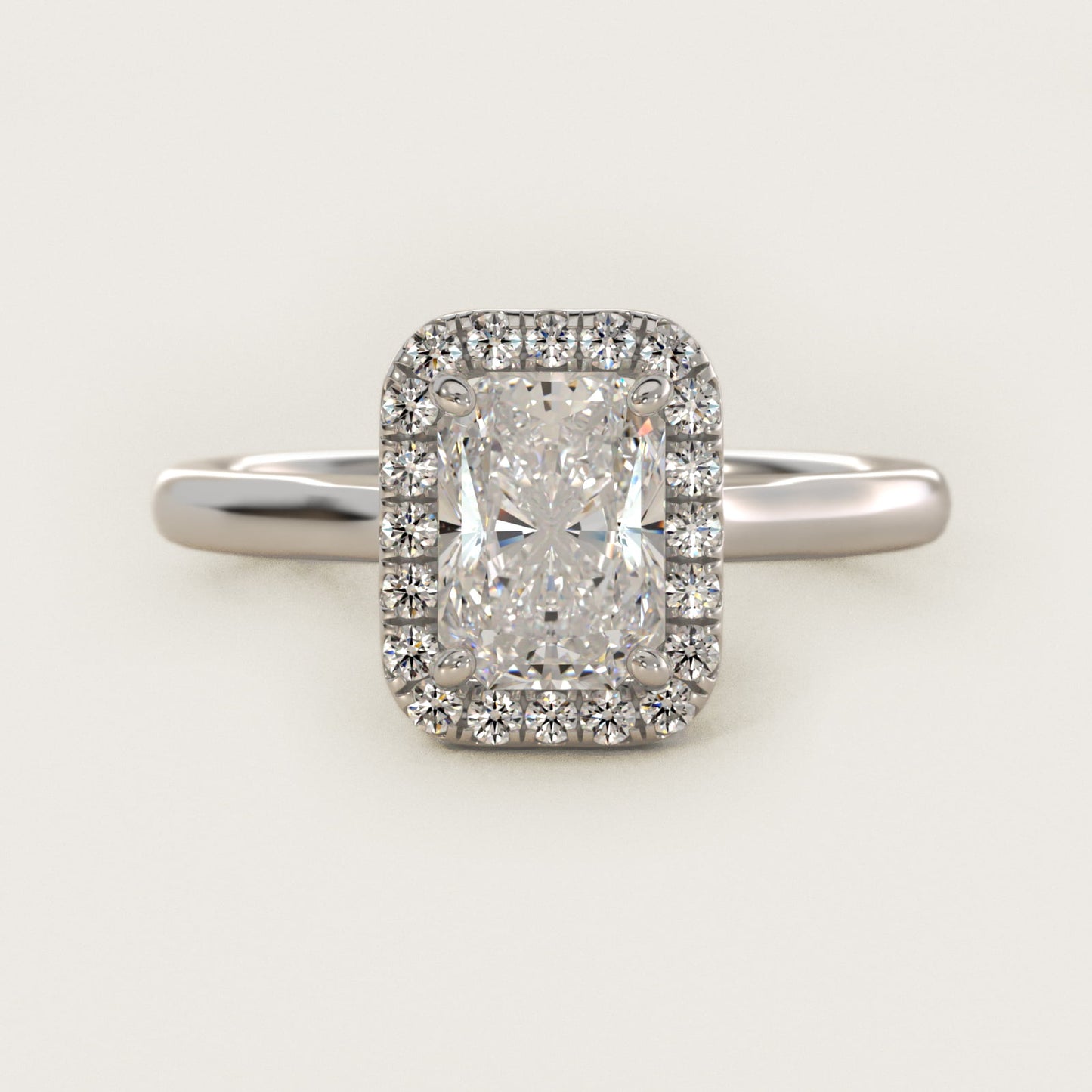 PavŽ Diamond Halo Engagement Ring In Platinum (Cushion, Emerald, Radiant) By James Allen - Radiant Center