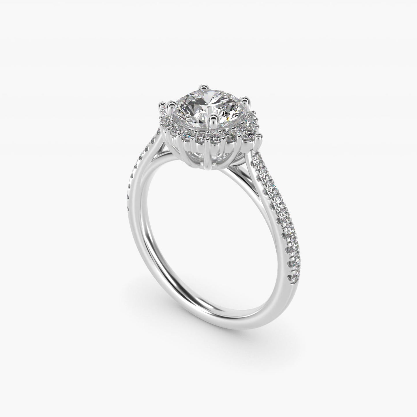 PavŽ Diamond Halo Cathedral Engagement Ring In 14K White Gold By James Allen - Round Center
