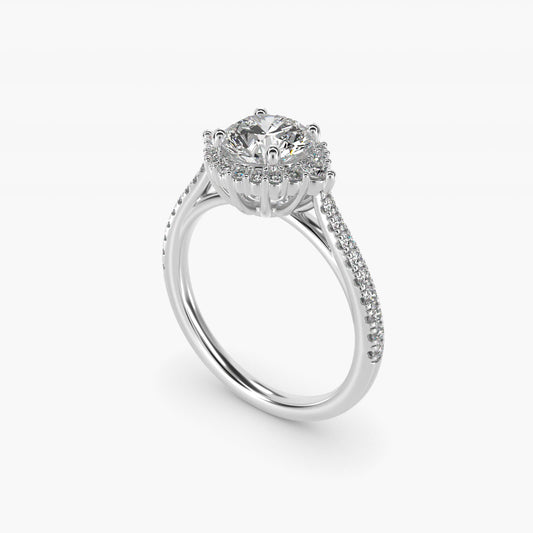PavŽ Diamond Halo Cathedral Engagement Ring In 14K White Gold By James Allen - Round Center