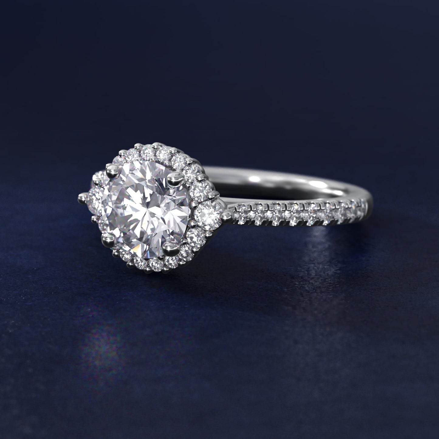 PavŽ Diamond Halo Cathedral Engagement Ring In 14K White Gold By James Allen - Round Center