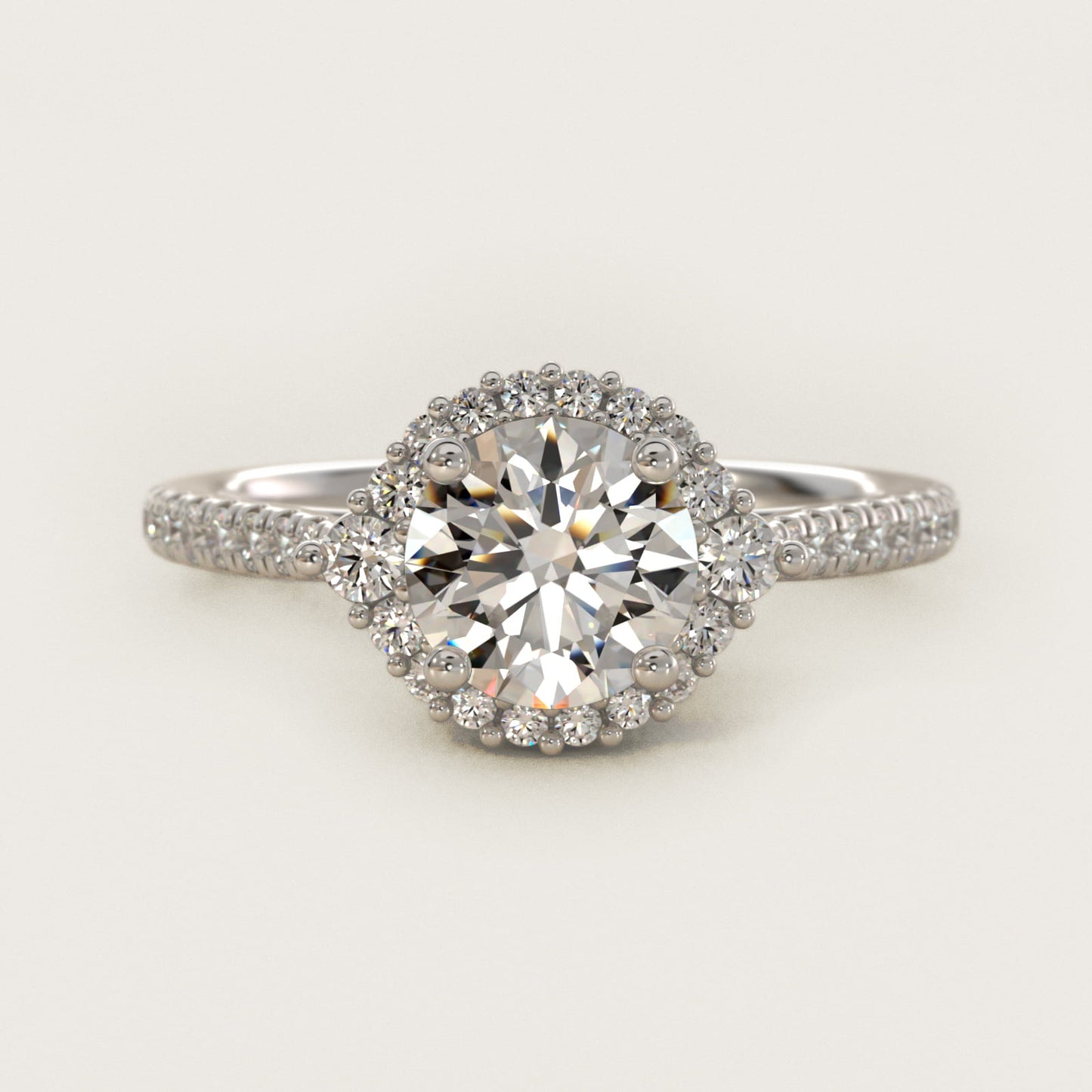 PavŽ Diamond Halo Cathedral Engagement Ring In 18k White Gold By James Allen - Round Center