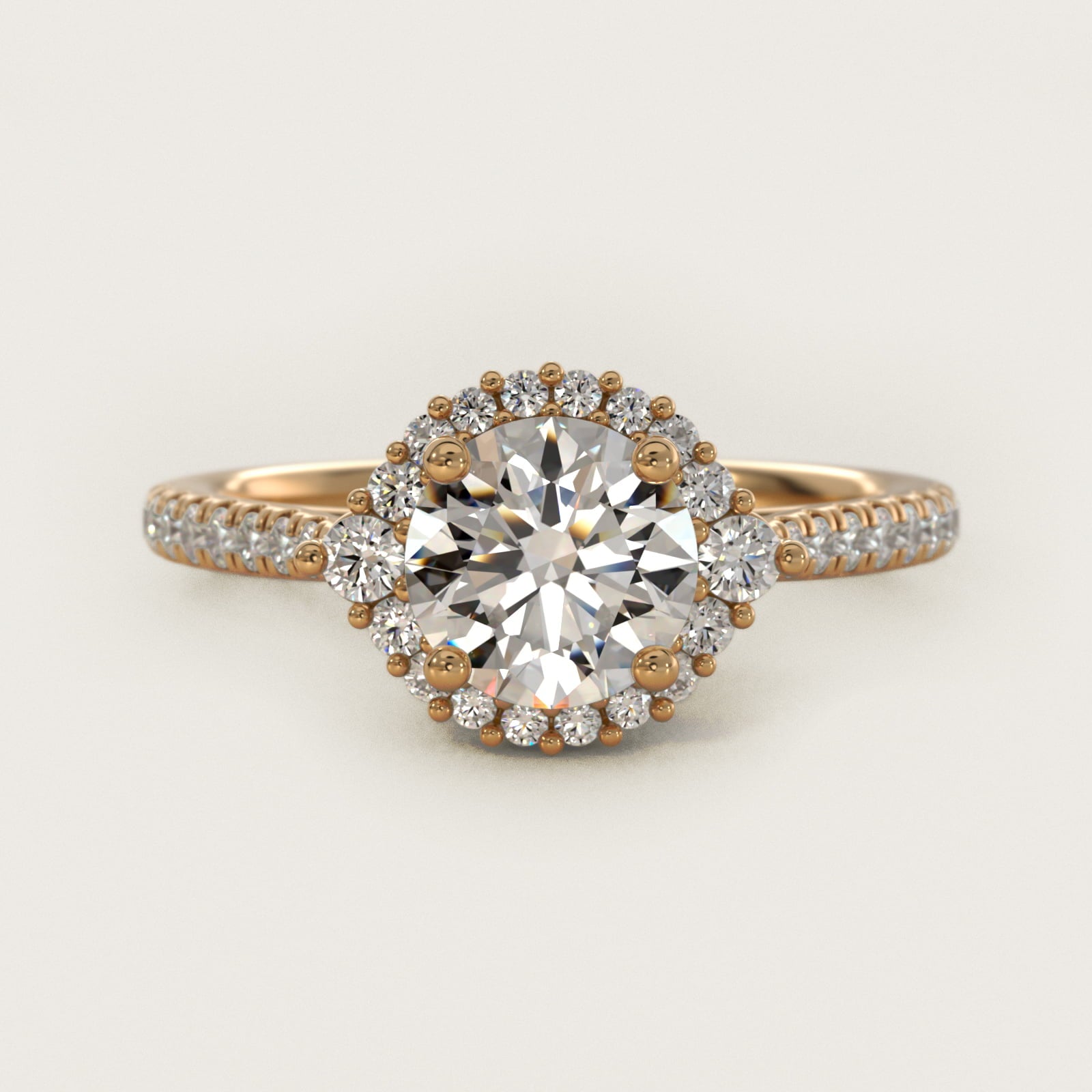 PavŽ Diamond Halo Cathedral Engagement Ring In 14K Yellow Gold By James Allen - Round Center