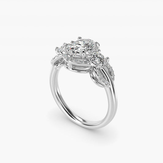 PavŽ Silhouette Diamond Three Stone Engagement Ring In 14K White Gold By James Allen - Oval Center