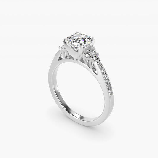 PavŽ Trio Side Stone Diamond Engagement Ring In 18k White Gold By James Allen - Asscher Center