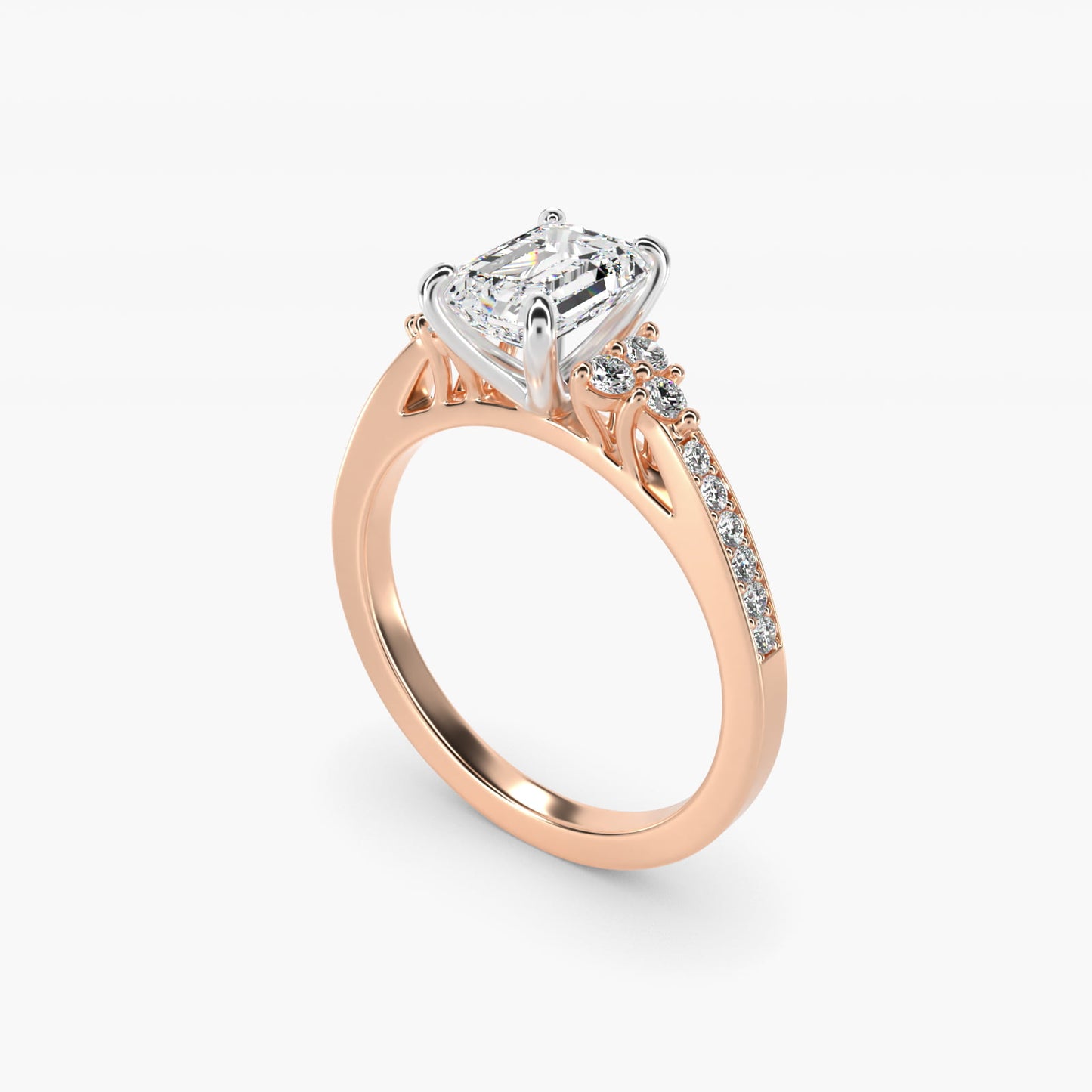 PavŽ Trio Side Stone Diamond Engagement Ring In 18k Rose Gold By James Allen - Emerald Center