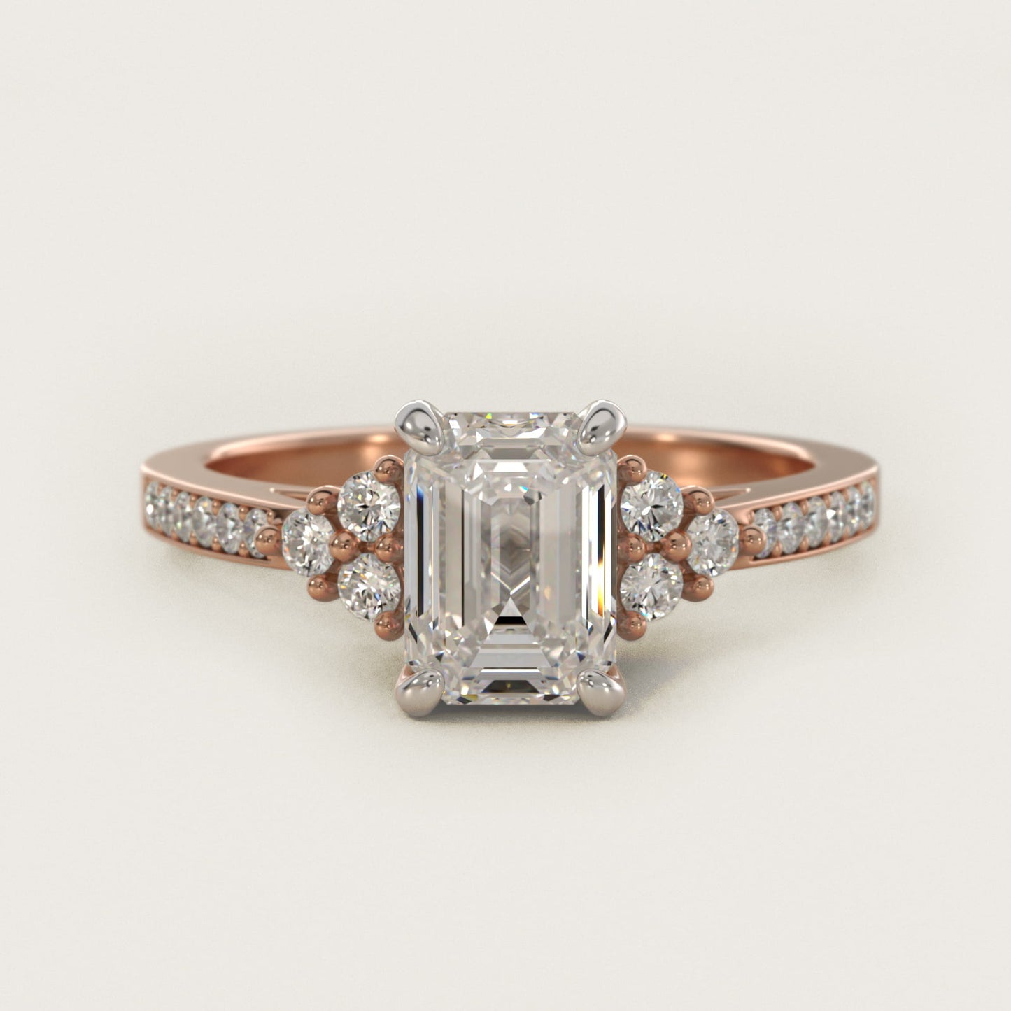 PavŽ Trio Side Stone Diamond Engagement Ring In 18k Rose Gold By James Allen - Emerald Center