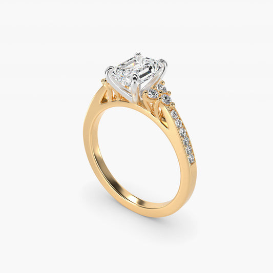 PavŽ Trio Side Stone Diamond Engagement Ring In 14K Yellow Gold By James Allen - Emerald Center