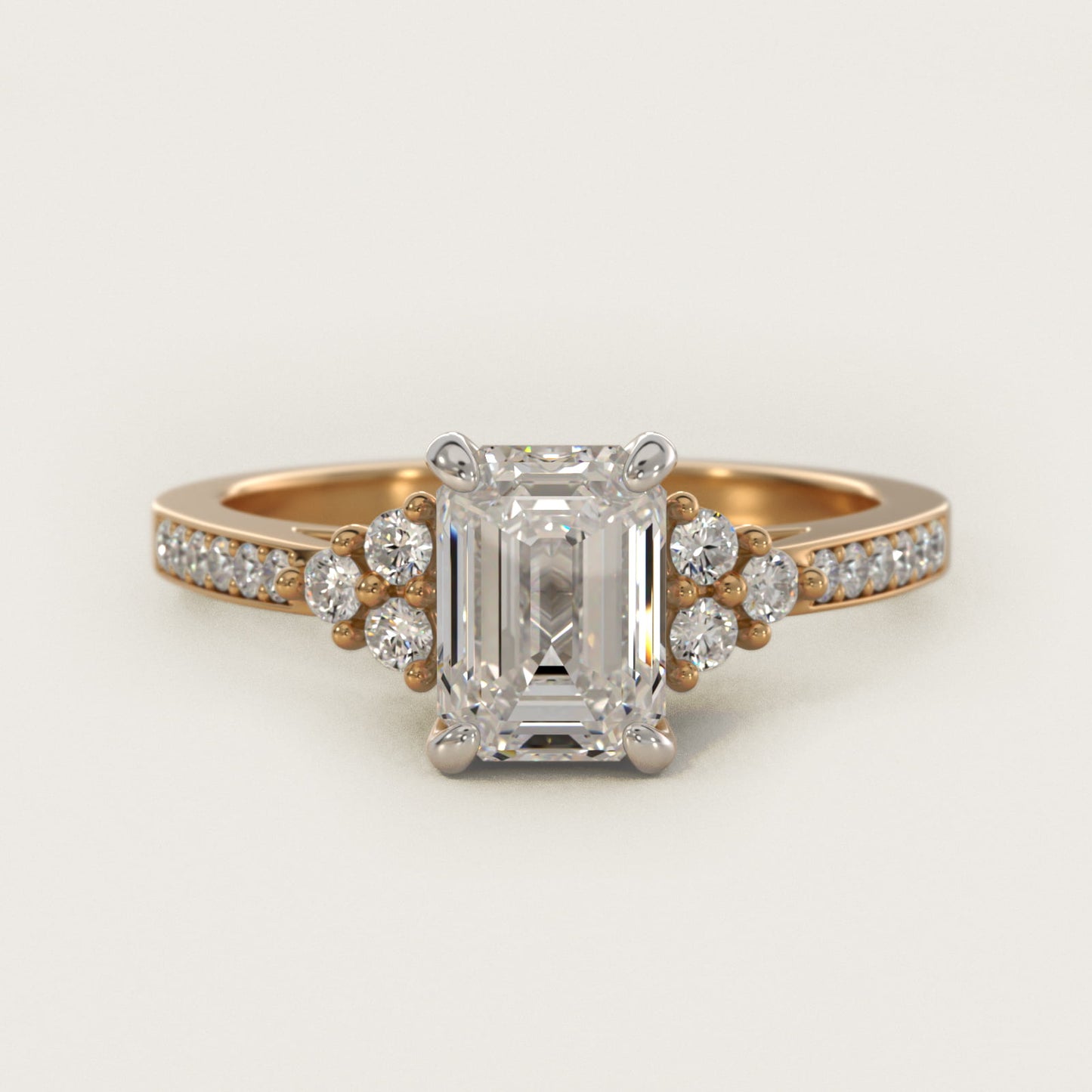 PavŽ Trio Side Stone Diamond Engagement Ring In 14K Yellow Gold By James Allen - Emerald Center