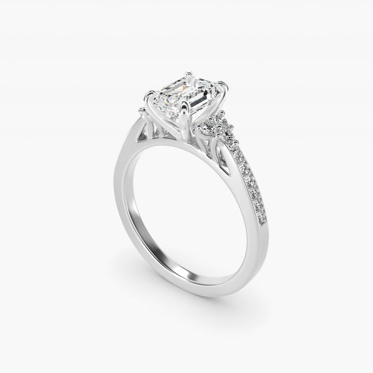PavŽ Trio Side Stone Diamond Engagement Ring In Platinum By James Allen - Emerald Center