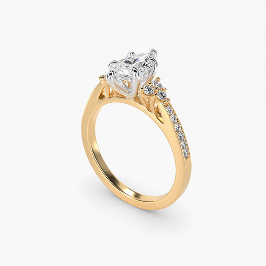 PavŽ Trio Side Stone Diamond Engagement Ring In 18k Yellow Gold By James Allen - Marquise Center