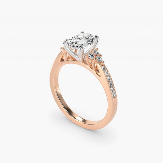 PavŽ Trio Side Stone Diamond Engagement Ring In 14K Rose Gold By James Allen - Oval Center