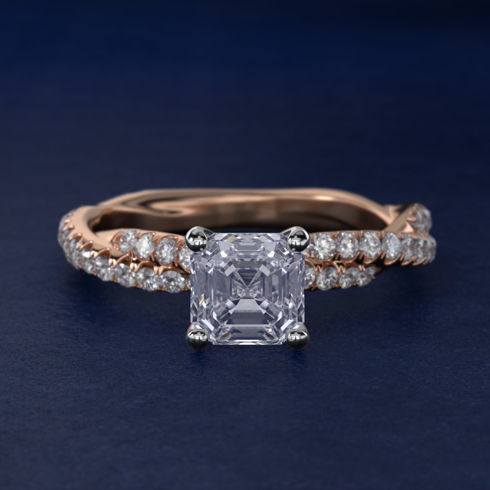 Pav? Twist Diamond Engagement Ring In 18k Rose Gold By James Allen - Asscher Center