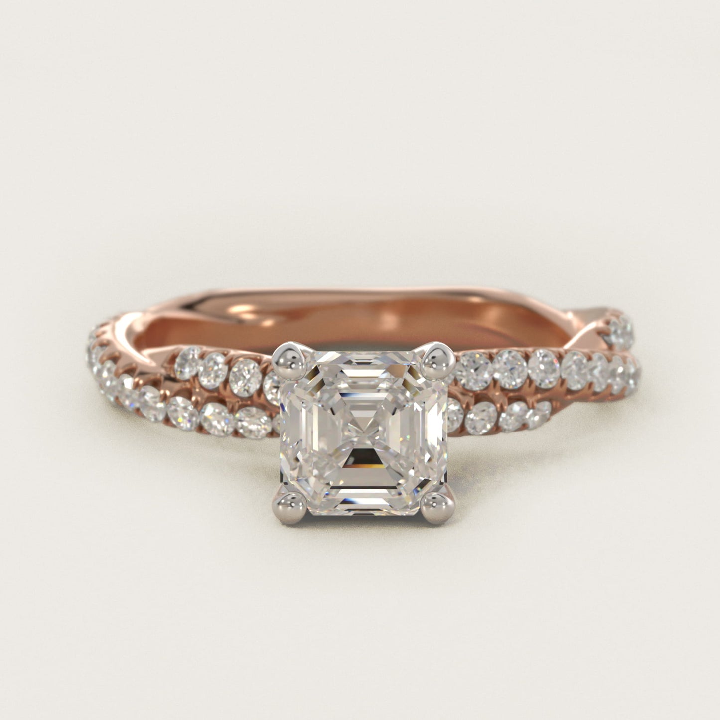 PavŽ Twist Diamond Engagement Ring In 14K Rose Gold By James Allen - Asscher Center