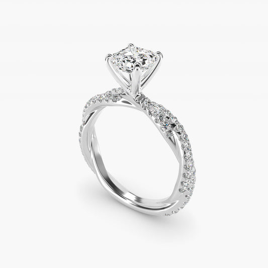 Pav? Twist Diamond Engagement Ring In 18k White Gold By James Allen - Asscher Center