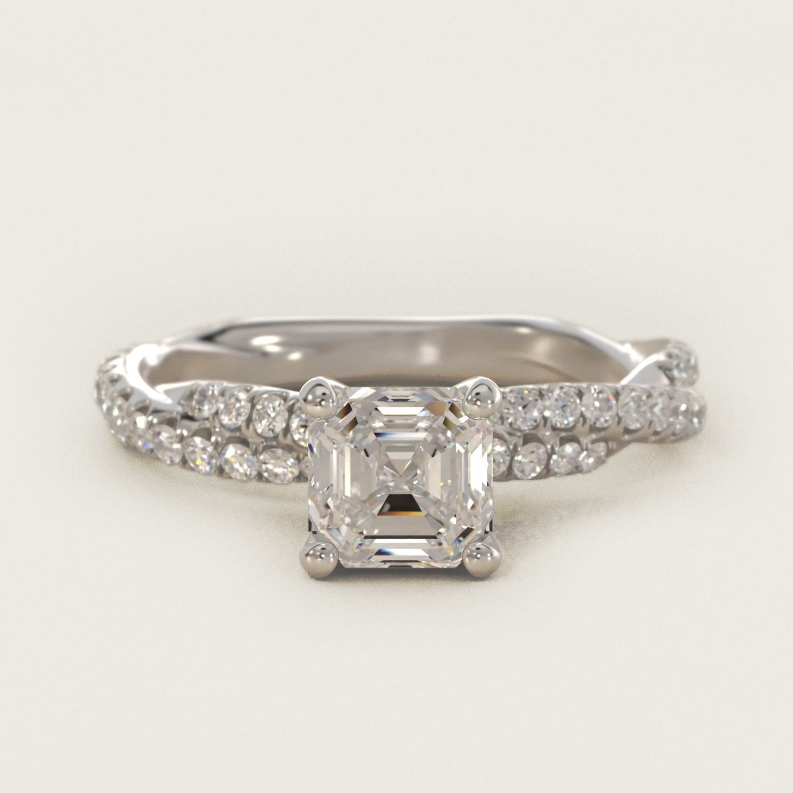 PavŽ Twist Diamond Engagement Ring In 14K White Gold By James Allen - Asscher Center